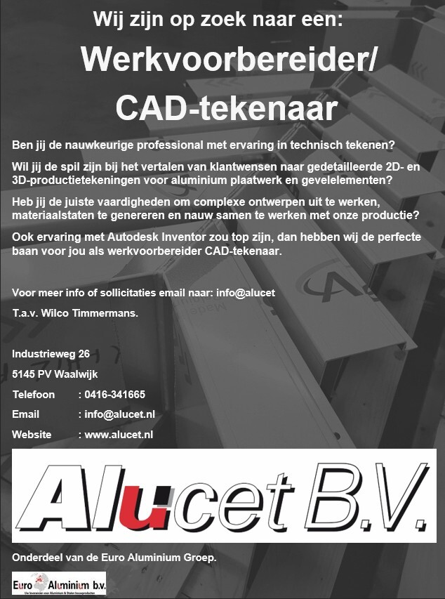 VACATURE WVB CAD tekenaar Alucet (2026)